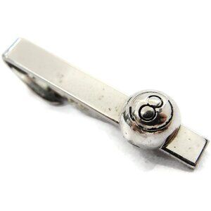 1 1/2" 8 Ball Pool Silver Tone Tie Clip For Shirt Or Tuxedo Wedding Accessories